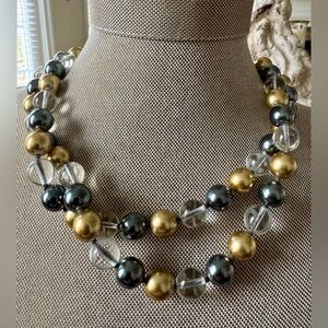 Joan Rivers Elegant Gold, Silver, Grey Beaded Vintage Necklace
